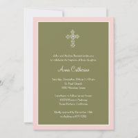 Verzierte Cross-Taufe/Christening-Einladung