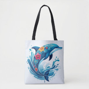Verzierte Dolphin mit Blumendesign - Lebhafter Oze Tasche