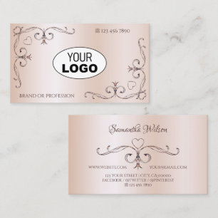 Verzierte Ecke mit Logokombination Schimmerende Ro Visitenkarte