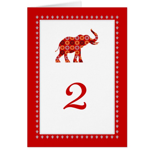 Verzierte Elefant-Tabellen-Karte (Vorne)