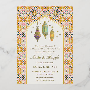 Verzierte elegante florale Teelichter Mehndi-Zerem Folieneinladung