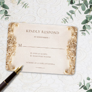 Verzierte elegante goldene florale RSVP-Antwortkar RSVP Karte