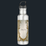 Verzierte Flasche mit weißem Wasser Edelstahlflasche<br><div class="desc">Beautiful Gold Verziert White Floral Water Flasche</div>