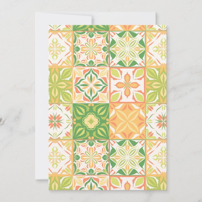 Verzierte Fliesen in grün und gelb (Vorderseite)