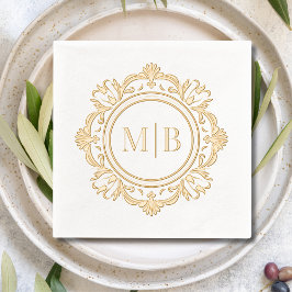Verzierte Floral Monogram Wedding Custom Servietten Mit Folie