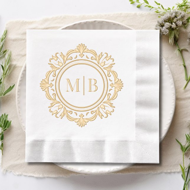 Verzierte Floral Monogram Wedding Custom Servietten Mit Folie (Von Creator hochgeladen)