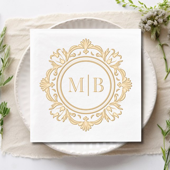 Verzierte Floral Monogram Wedding Custom Servietten Mit Folie (Von Creator hochgeladen)