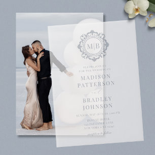 Verzierte florale Monogram Wedding Elegant Vellum 