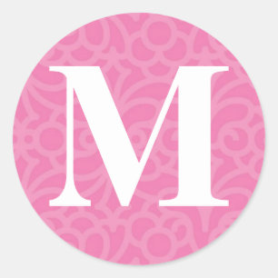 Verzierte florale Monogramm - Buchstabe m Runder Aufkleber