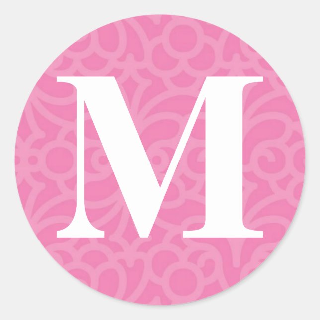 Verzierte florale Monogramm - Buchstabe m Runder Aufkleber (Vorderseite)