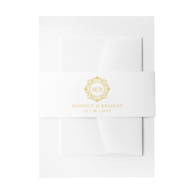 Verzierte florale Monogramm Elegant Wedding Custom Einladungsbanderole (Vorderseite Beispiel)