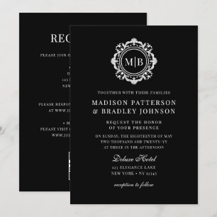 Verzierte florale Monogramm Hochzeit elegant Schwa Einladung