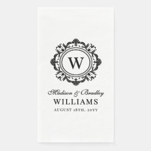 Verzierte florale Monogramm Hochzeit elegant Schwa Serviette