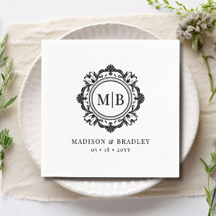 Verzierte florale Monogramm Hochzeit elegant Schwa Serviette