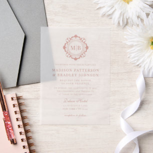 Verzierte florale Monogramm Hochzeit Elegante Rose