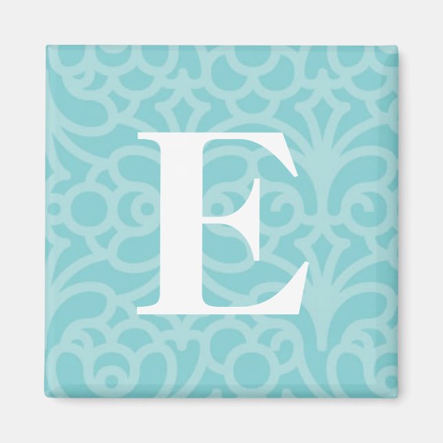 Verzierte florale Monogramm - Letter E Magnet (Vorne)