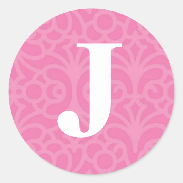 Verzierte florale Monogramm - Letter J Runder Aufkleber (Vorderseite)