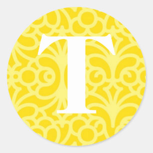 Verzierte florale Monogramm - Letter T Runder Aufkleber