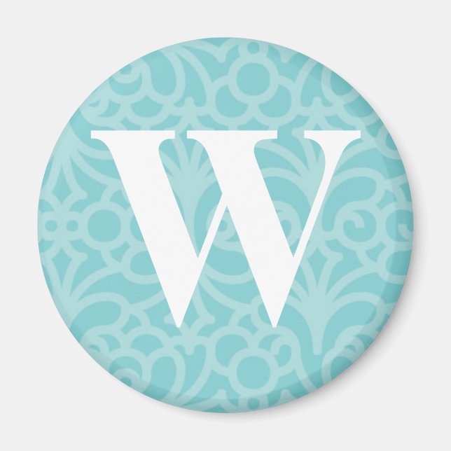 Verzierte florale Monogramm - Letter W Magnet (Vorne)