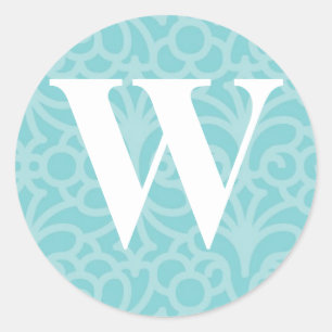 Verzierte florale Monogramm - Letter W Runder Aufkleber