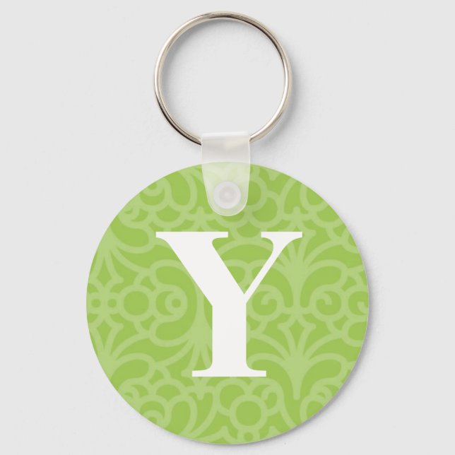 Verzierte florale Monogramm - Letter Y Schlüsselanhänger (Vorderseite)