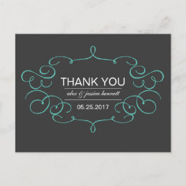Verzierte Frame Wedding Vielen Dank Postcard Postkarte