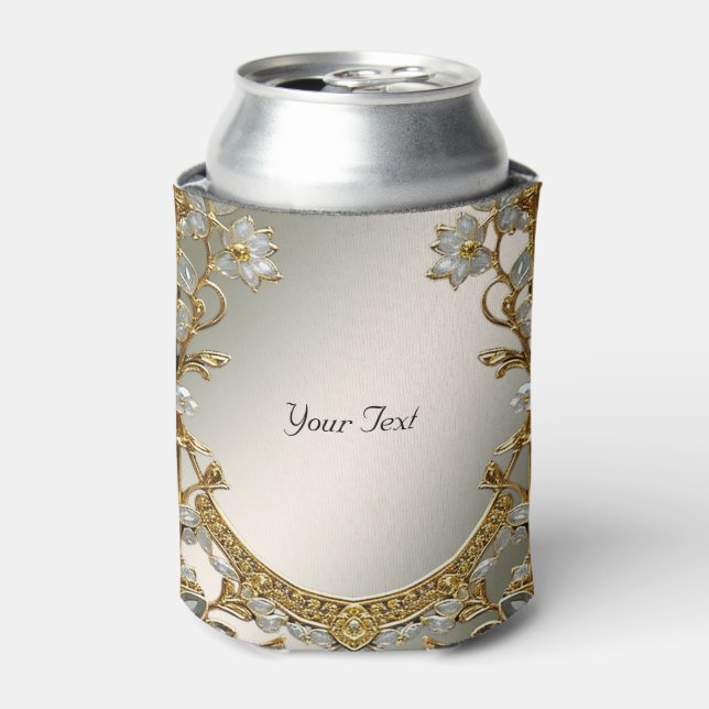 Verzierte Gastgeschenk Hochzeit mit weißer Blüte,  Dosenkühler (Kanne Vorderseite)