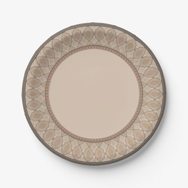 Verzierte geometrische Papierplatte Pappteller (Vorderseite)