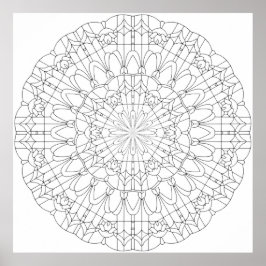 Verzierte Gitter-Blütenblatt-Mandala mit floraler Poster