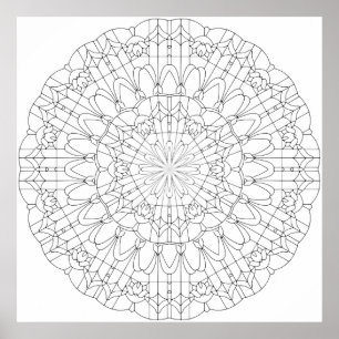 Verzierte Gitter-Blütenblatt-Mandala mit floraler  Poster