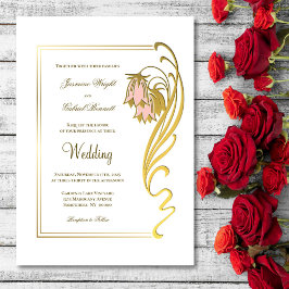 Verzierte Gold Frame Script Hochzeit Einladung