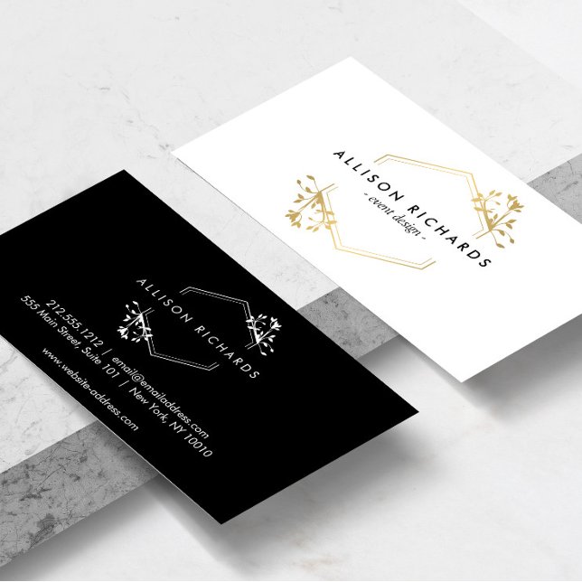 Verzierte Gold Vine and Leaf Emblem-Visitenkarte Visitenkarte (Von Creator hochgeladen)