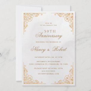 Verzierte Goldbrasse 50. Hochzeitstag Einladung