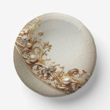 Verzierte goldene Papier-Schalen mit Ornamenten