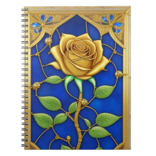 Verzierte Goldene Rose Kunstwerk Notizblock