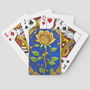Verzierte Goldene Rose Kunstwerk Spielkarten