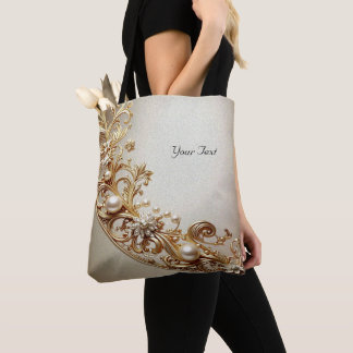 Verzierte Goldene Tote-Tasche mit Ornamenten Tasche