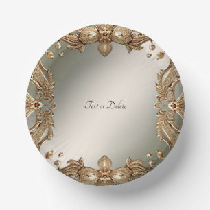 Verzierte Goldpapierbowle Pappteller