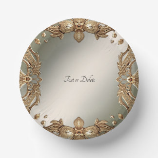 Verzierte Goldpapierbowle Pappteller