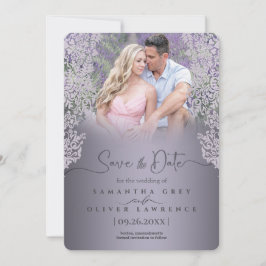Verzierte, grau-rosa Damaske Save the Date Karte