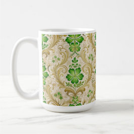 VERZIERTE GRÜNE UND GOLD IRISH-SCHNÖRKEL KAFFEETASSE