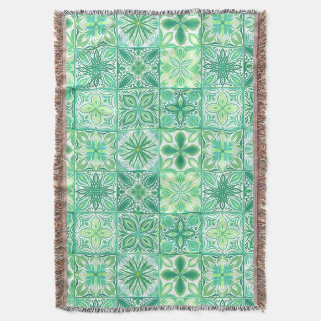 Verzierte grüne und weiße Fliesen Decke (Vorderseite Vertikal)