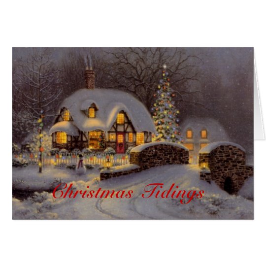 Verzierte Haus-Szenen-Weihnachtsgruß-Karte Karte