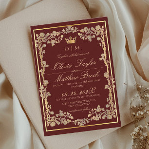 Verzierte Hochzeit in Rot und Gold Einladung
