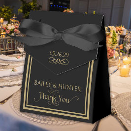 Verzierte Hochzeit in Schwarz-Gold Geschenkschachtel