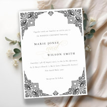 Verzierte Hochzeit in Schwarz-Weiß-Art-Déco
