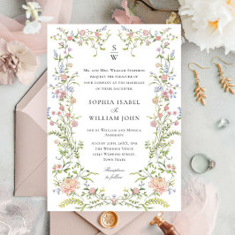 Verzierte Hochzeit von Grace Pastel Blush Einladung