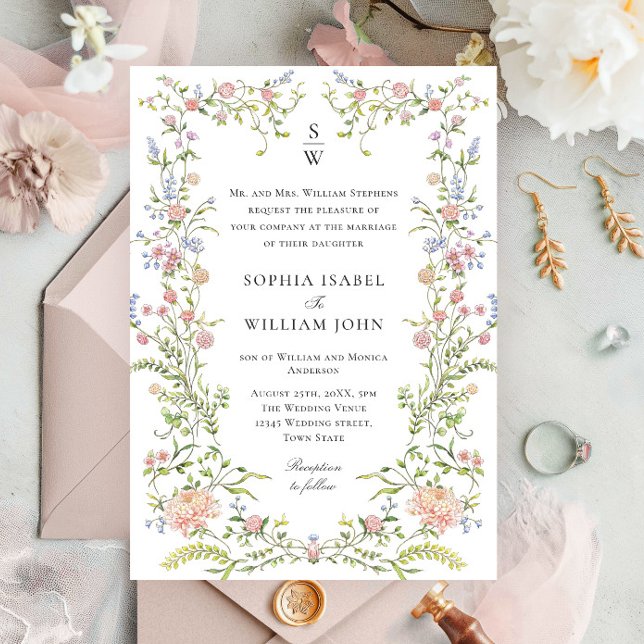 Verzierte Hochzeit von Grace Pastel Blush Einladung (Von Creator hochgeladen)