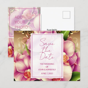 Verzierte Hochzeits-Foto-QR-CD-Save-the-Date-Postk Ankündigungspostkarte