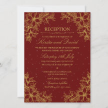 Verzierte Hochzeitsempfehlung mit Gold